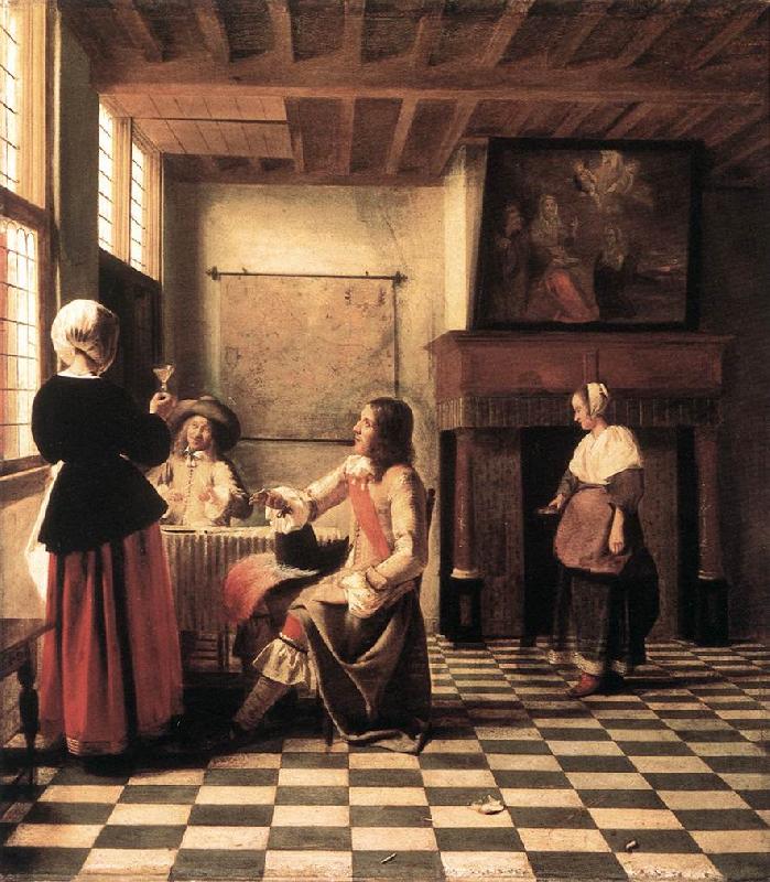 HOOCH, Pieter de A Woman Drinking with Two Men s oil painting image